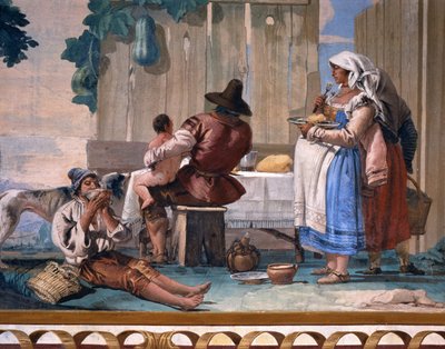 Bauern essen im Freien, aus der Foresteria (Gästehaus) 1757 von Giovanni Domenico Tiepolo